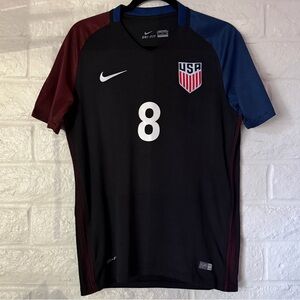 Nike USA Men's Small Away Jersey 2016 Clint Dempsey #8 Black/Red/Blue Authentic